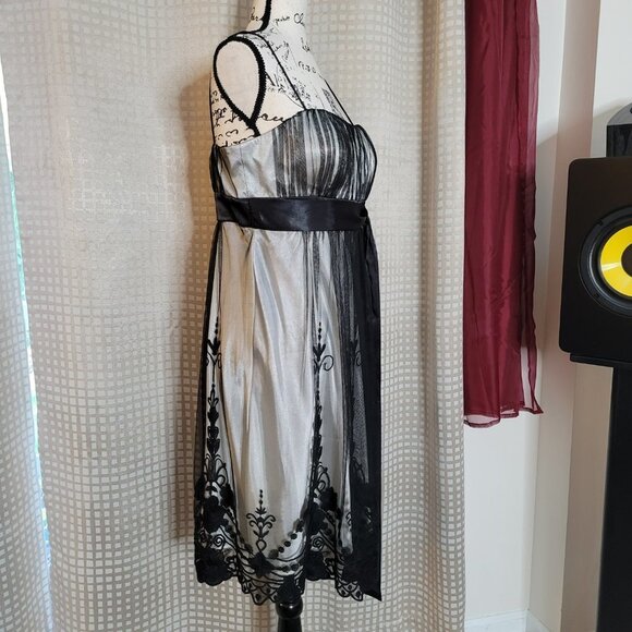 NWT S.L. Fashions Mesh Lace Border Cocktail Dress - Size 12 - Picture 2 of 15